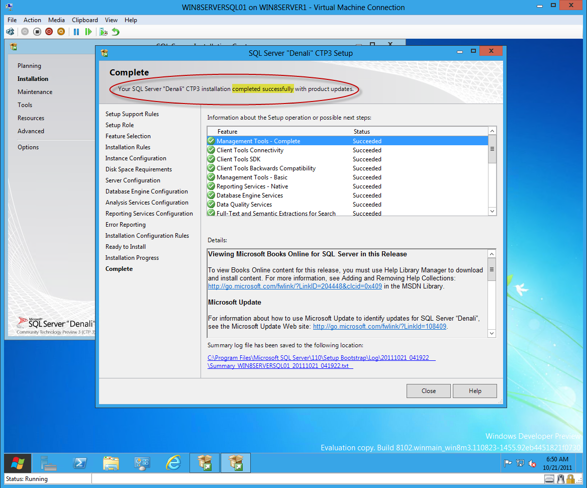SuccesfullInstallSQLCTP3