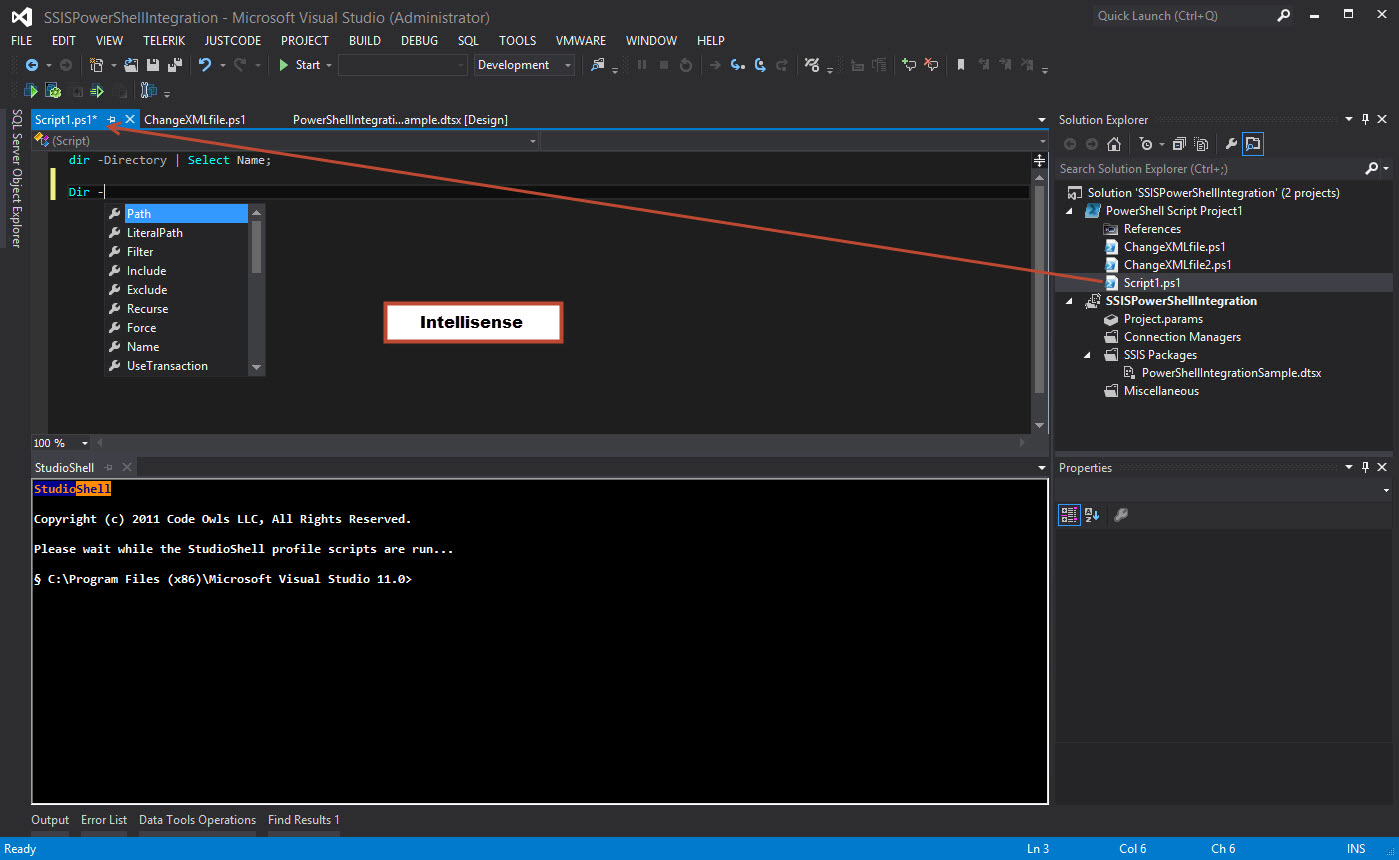 Intellisense is available.