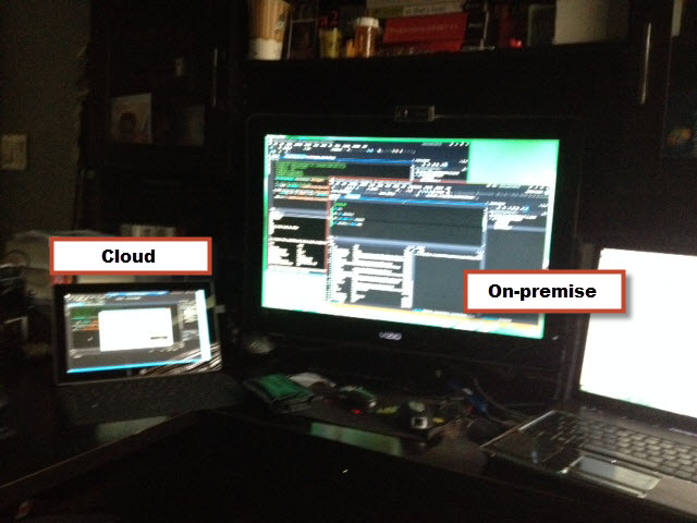 Sample showing a "Cloud" sample thru a Surface and "On Premise" laptop.