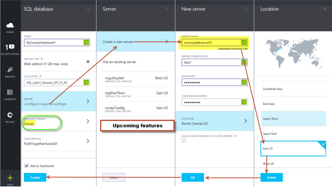 Assign a Group and Name your Database Server