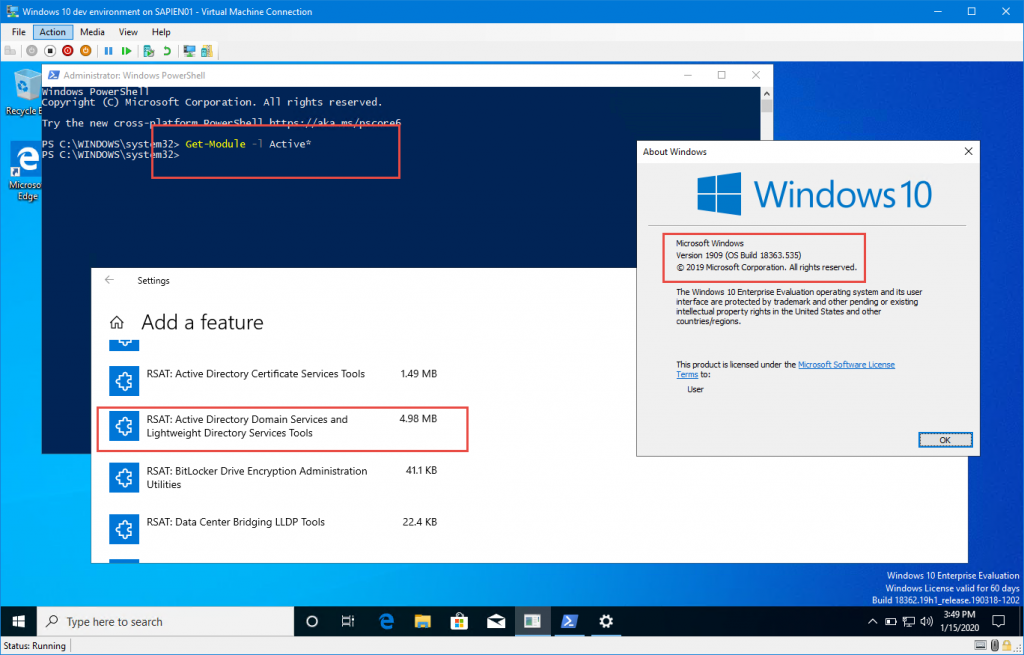 windows 10 enable active directory powershell module